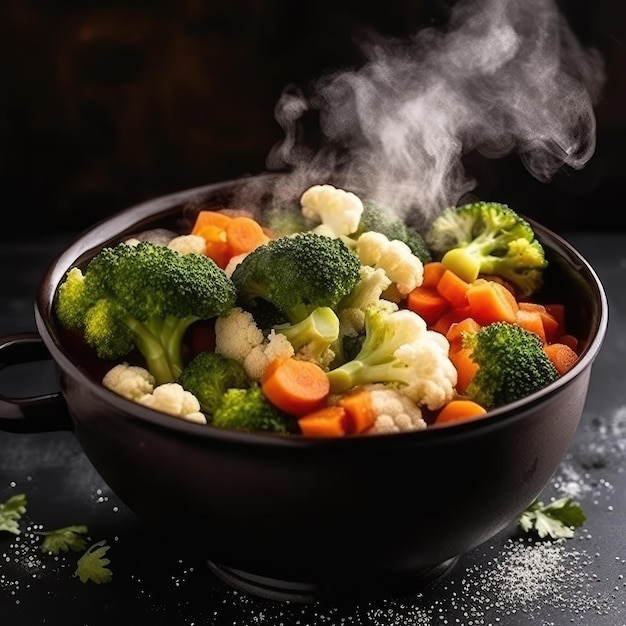 vapore dalle verdure carota broccoli cavolfiore