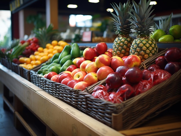 Vari frutti nel supermercato World Vegetarian Day