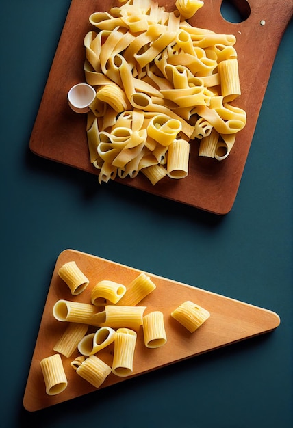 Variazione della pasta sul piatto bianco