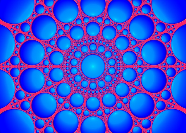 varie dimensioni della fila del modello di forma del cerchio punto blu in background stile mandala.