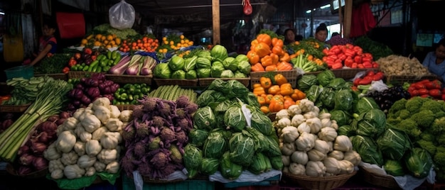 Varie verdure nel mercato tradizionale