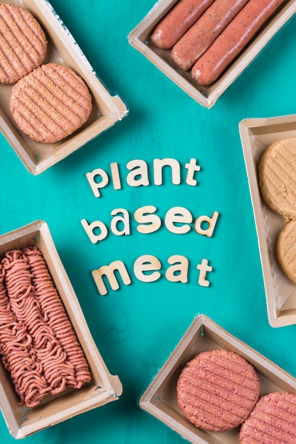 Varietà di alimenti a base di carne a base vegetale per ridurre l'impronta di carbonio