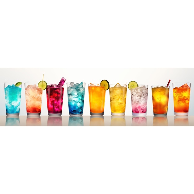 Varietà di cocktail colorati e long drink