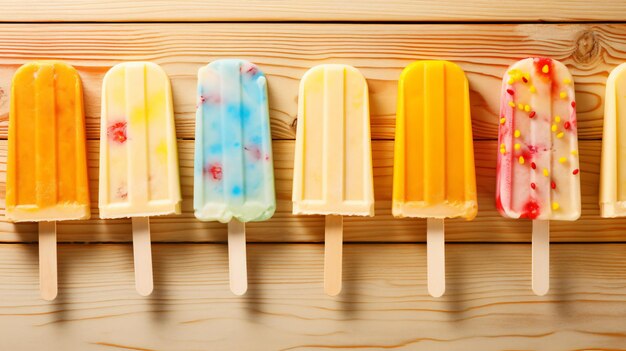 Varietà di colorati gelati estivi e gelati
