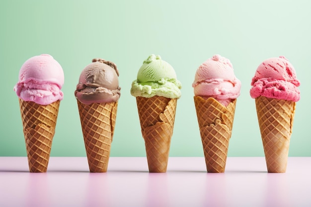 Varietà di coni gelato generati dall'intelligenza artificiale