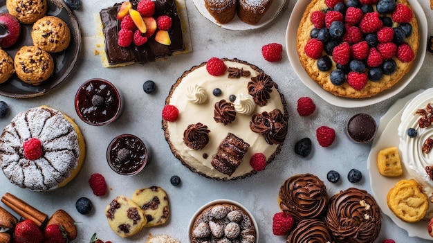 Varietà di dolci e prodotti da forno
