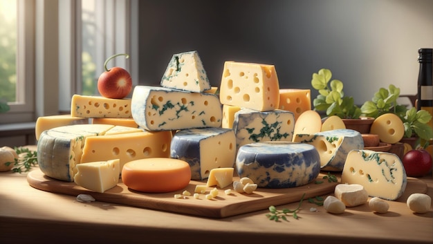 Varietà di formaggi in mostra