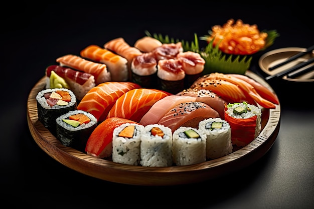 Varietà di sushi serviti