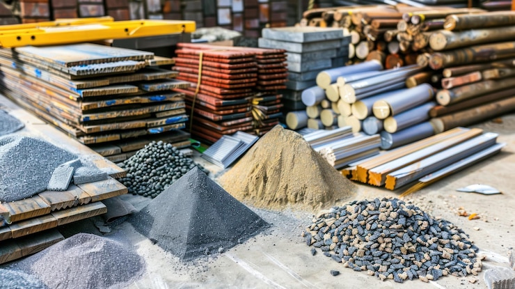 Variety of construction materials laid out for inspection