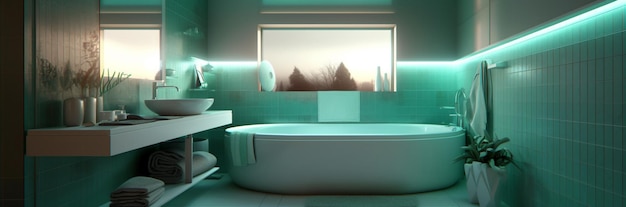 Vasca da bagno in stile moderno con AI generativa
