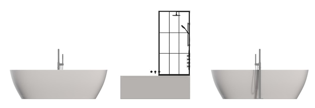 vasca da bagno isolata su uno sfondo bianco illustrazione 3D e un rendering CG