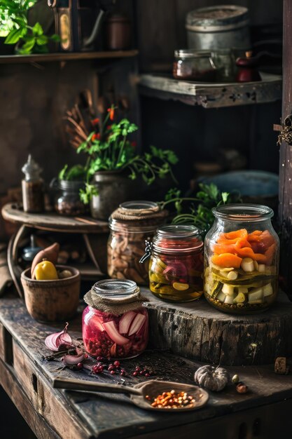 Vaso con diverse verdure in salamoia