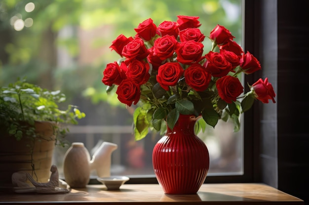 vaso con un bouquet di rose