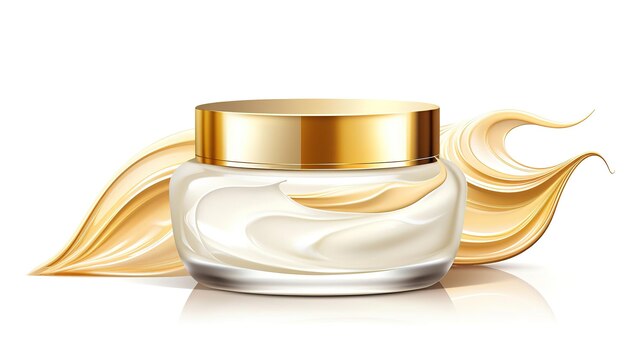 vaso d'oro con un prodotto cosmetico per la bellezza del corpo o per la cura del viso