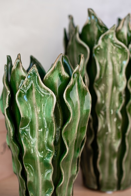 Vaso decorativo in ceramica. Elegante design per la casa d'interni. Piante grasse e cactus in vaso
