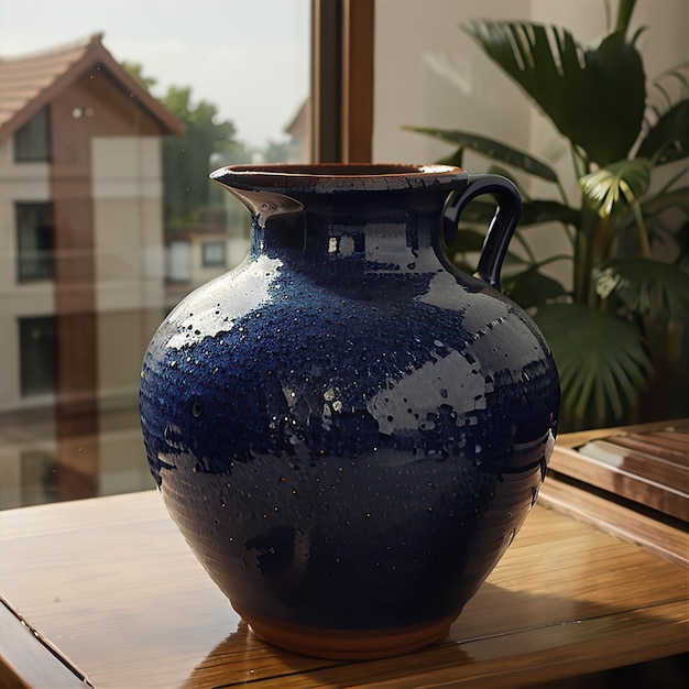 Vaso di ceramica blu