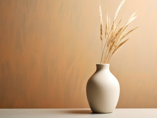 Vaso di ceramica con fiori secchi Illustrazione AI GenerativexA