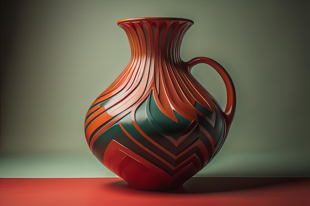 Vaso di ceramica su uno sfondo di colore solido ai generativo