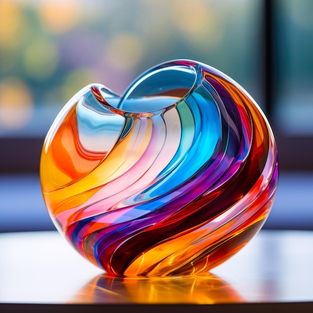 Vaso di design in vetro rotondo per colori tavolozza arcobaleno colore primo piano