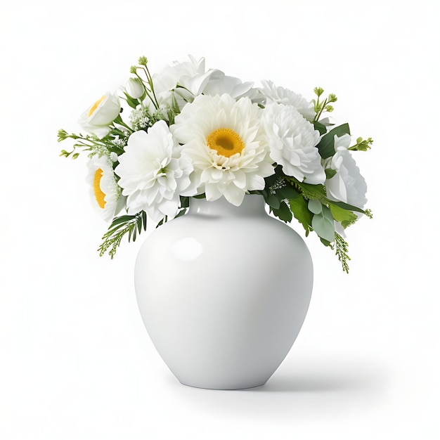 vaso di fiori a sfondo bianco