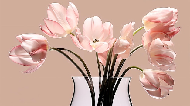 Vaso di fiori di tulipano rosa freschi in vaso