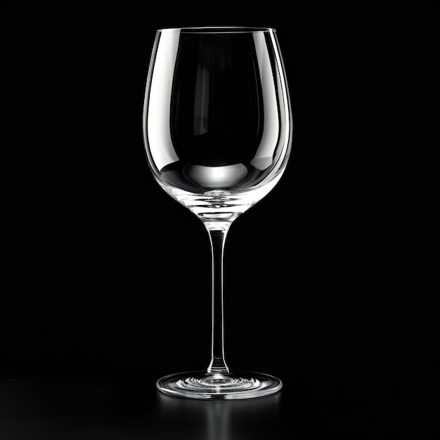 Vaso di vino vuoto isolato su sfondo nero