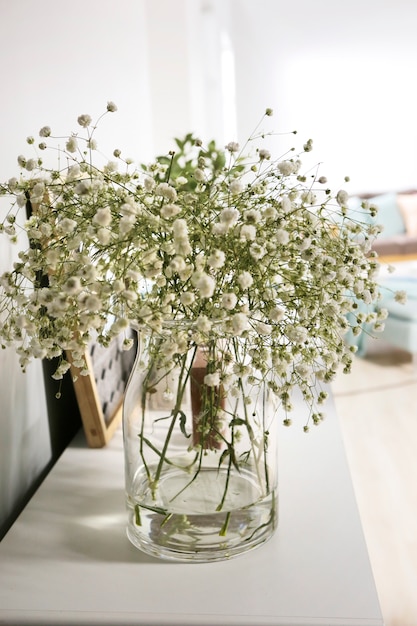 Vaso Gypsophila in salotto bianco