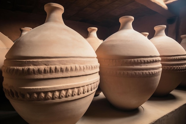 Vaso in terracotta tradizionale contenitore artigianale in ceramica argilla ceramica marrone IA generativa