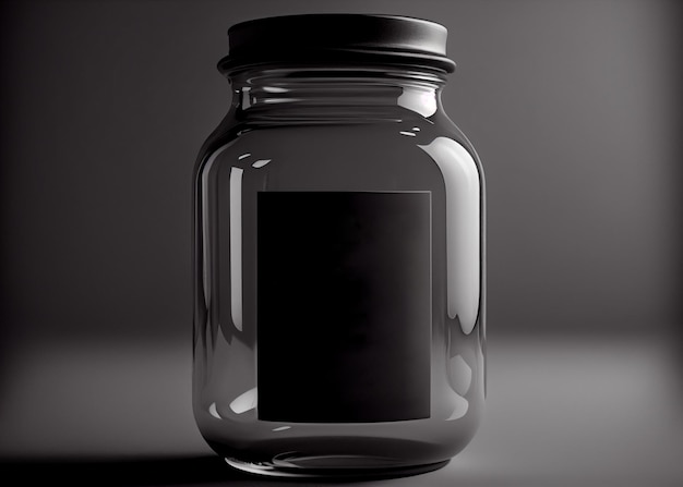 Vaso vuoto di vetro trasparente su sfondo nero