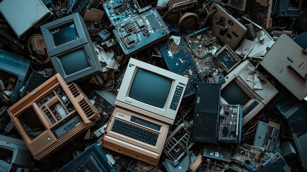 Vecchi dispositivi elettronici Aggiornare i gadget significa danneggiare il pianeta Smaltimento elettronico ecologico I dispositivi obsoleti finiscono in discarica