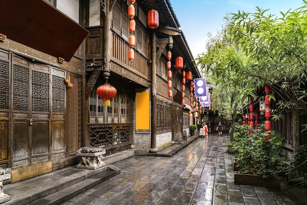 Vecchi edifici in Kuan Alley e Zhai Alley, Chengdu, Sichuan