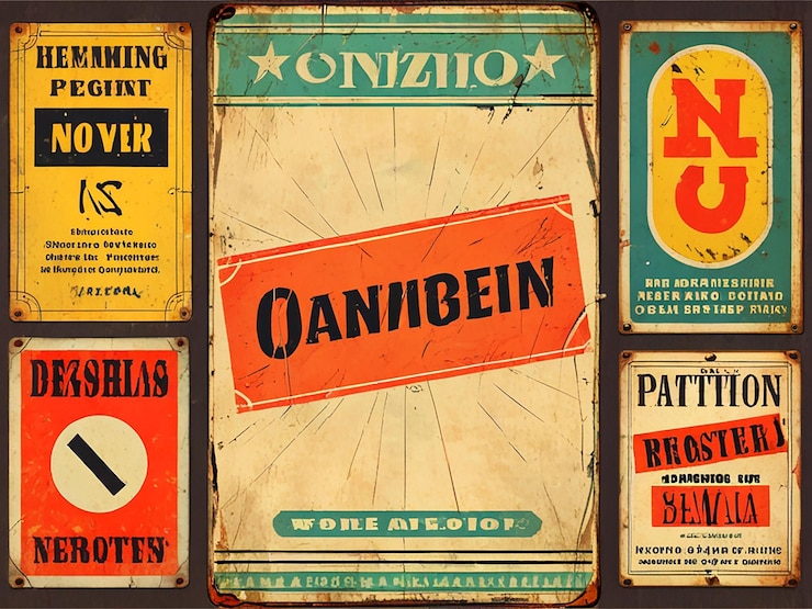 Foto vecchi manifesti e cartelli sfondo vintage e retro