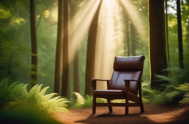 vecchi mobili nella foresta un parco giochi per rilassarsi nella foresta una poltrona in una foresta schiarimento tranquillità e privacy una giornata di sole