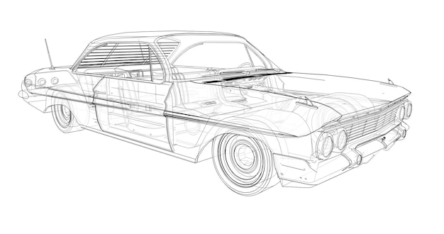 Vecchia auto americana in ottime condizioni. rendering 3d