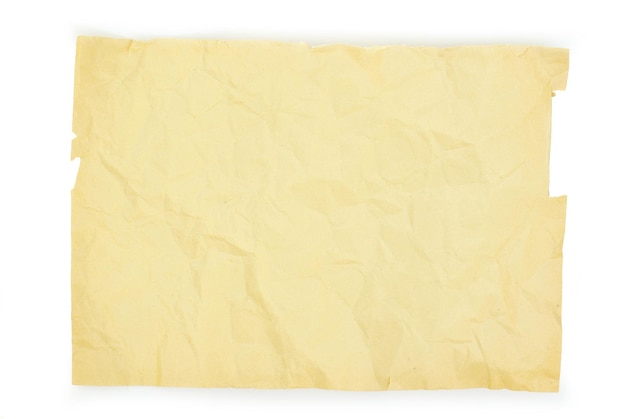 Vecchia carta per appunti isolato su sfondo bianco