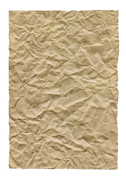 Vecchia carta stropicciata isolata su sfondo bianco