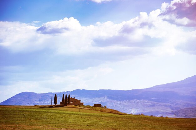 Vecchia casa e cipressi