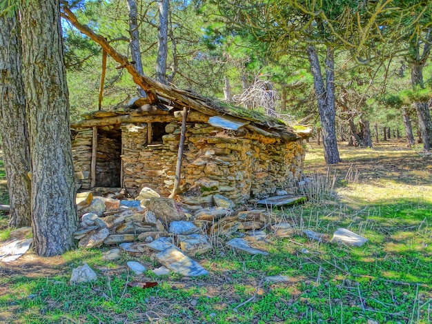 Vecchia casa sul campo erboso