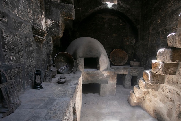 Vecchia cucina e utensili del convento di Santa Catalina ad Arequipa, Perù.