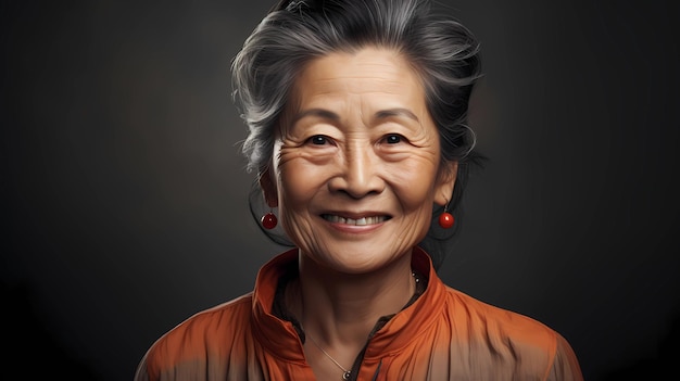 Vecchia donna asiatica sorridente