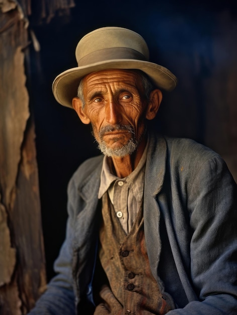 Vecchia foto a colori di un uomo messicano dei primi del '900