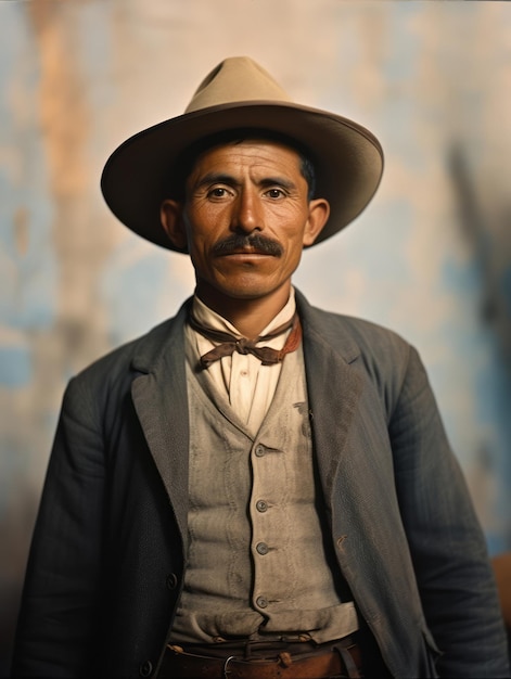 Vecchia foto a colori di un uomo messicano dei primi del '900