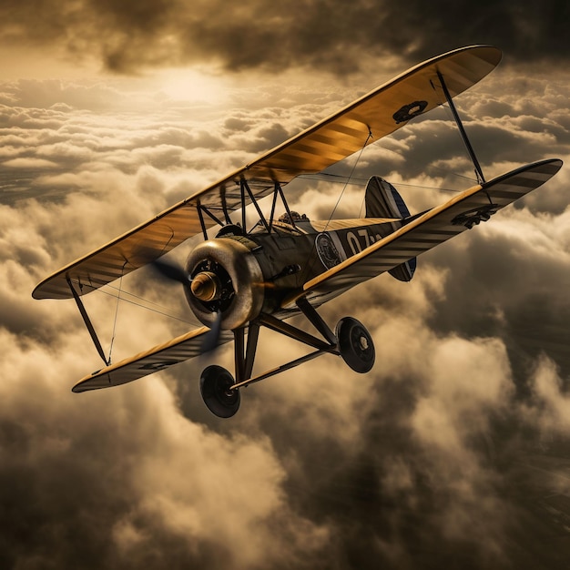 Vecchia foto d'epoca di un aereo da combattimento della prima guerra mondiale