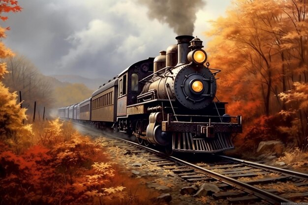 Vecchia locomotiva in autunno