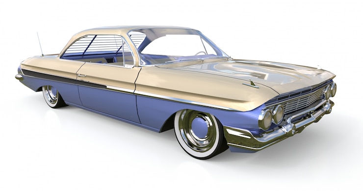 Foto vecchia macchina americana in ottime condizioni. rendering 3d.