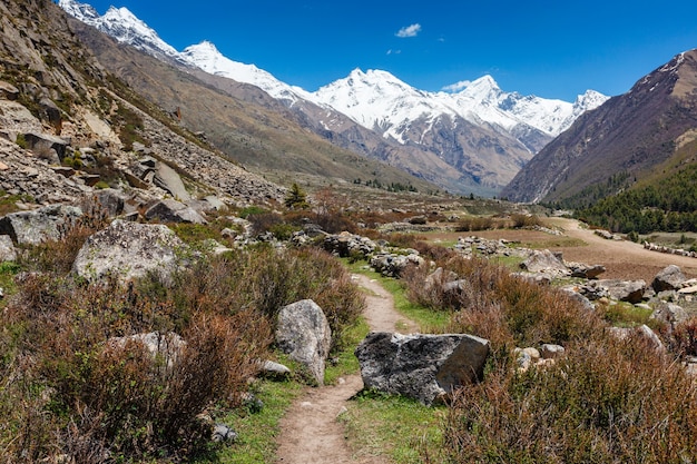 Vecchia rotta commerciale per il tibet dalla valle del sangla himachal pradesh india