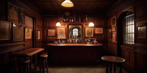 Vecchia scena del bar Bar o pub in stile tradizionale o britannico