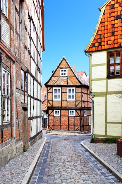 Vecchia strada a Quedlinburg in Germania