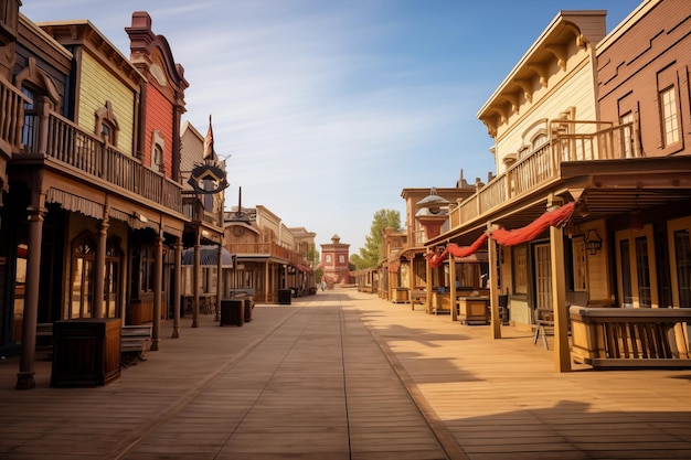 Vecchia strada della città occidentale con eleganti edifici sulla piazza AI generativa