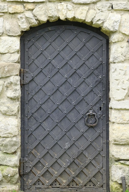 Vecchia struttura della porta di metallo antica in stile medievale europeo